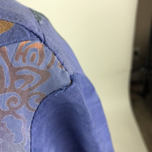 Wild Thing Wild Woman Lavender Patchwork Batik Short Sleeve Tunic Boxy Tee S/M - Picture 9 of 11